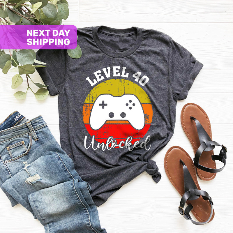 Level 40 Unlocked, 40th Birthday Shirt for Men, Funny Shirt for Gamer Dad, Funny 40th Birthday T-Shirt for Men, Funny Gift for Gamer Dad - 2.jpg
