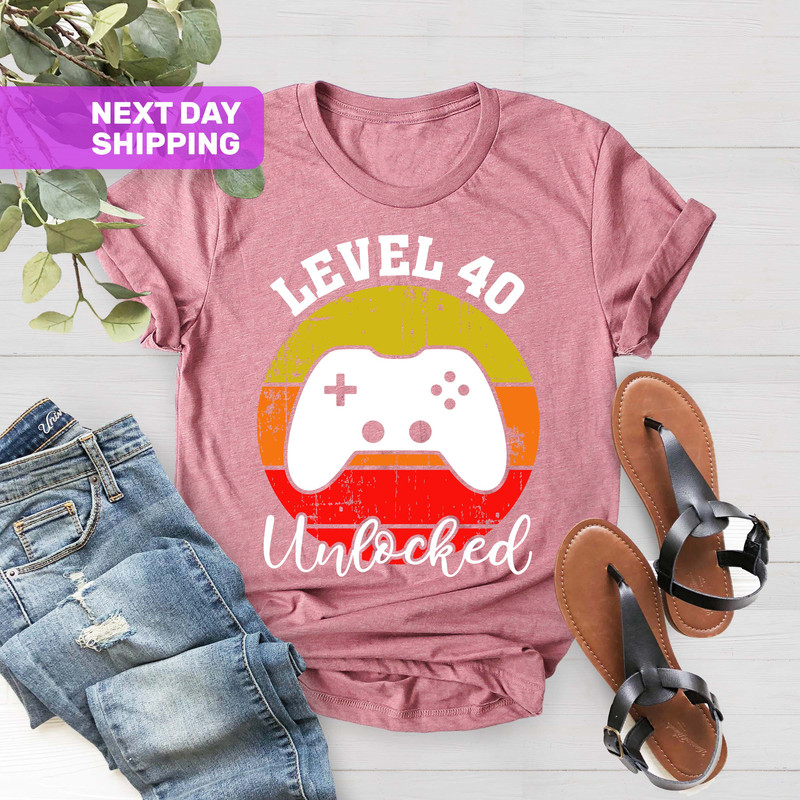 Level 40 Unlocked, 40th Birthday Shirt for Men, Funny Shirt for Gamer Dad, Funny 40th Birthday T-Shirt for Men, Funny Gift for Gamer Dad - 5.jpg