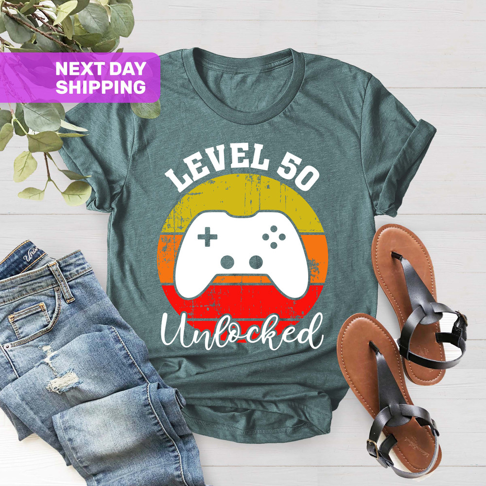 Level 50 Unlocked, 50th Birthday Shirt for Men, Funny Shirt for Gamer Dad, Funny 50th Birthday T-Shirt for Men, Funny Gift for Gamer Dad - 4.jpg