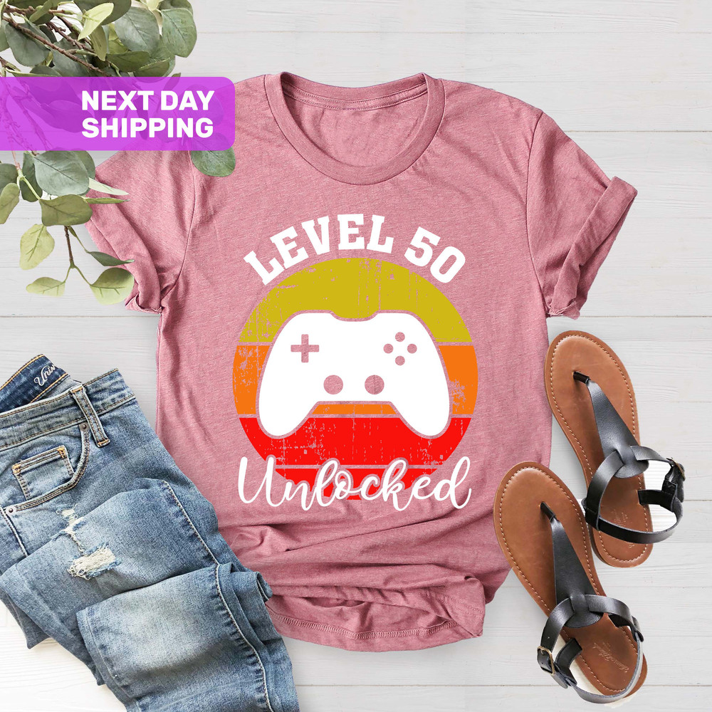 Level 50 Unlocked, 50th Birthday Shirt for Men, Funny Shirt for Gamer Dad, Funny 50th Birthday T-Shirt for Men, Funny Gift for Gamer Dad - 5.jpg