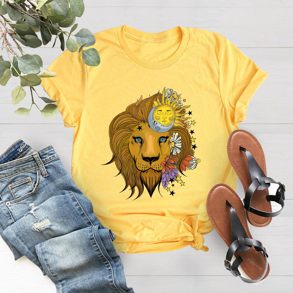 Lion Flower Shirt, Floral Lion Shirt, Animal Shirts, Lion Lover Shirt, Gift for Her, Animal Lover, Cute Shirts for Women, Graphic Tees - 1.jpg