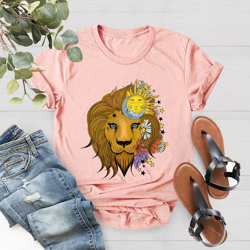 Lion Flower Shirt, Floral Lion Shirt, Animal Shirts, Lion Lover Shirt, Gift for Her, Animal Lover, Cute Shirts for Women, Graphic Tees - 4.jpg