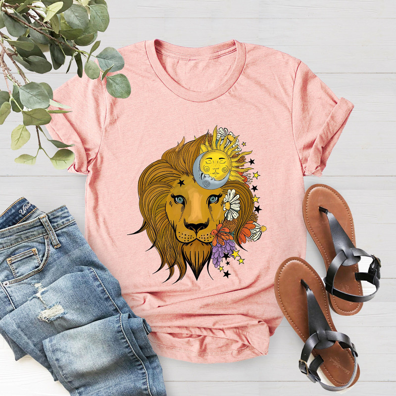 Lion Flower Shirt, Floral Lion Shirt, Animal Shirts, Lion Lover Shirt, Gift for Her, Animal Lover, Cute Shirts for Women, Graphic Tees - 4.jpg