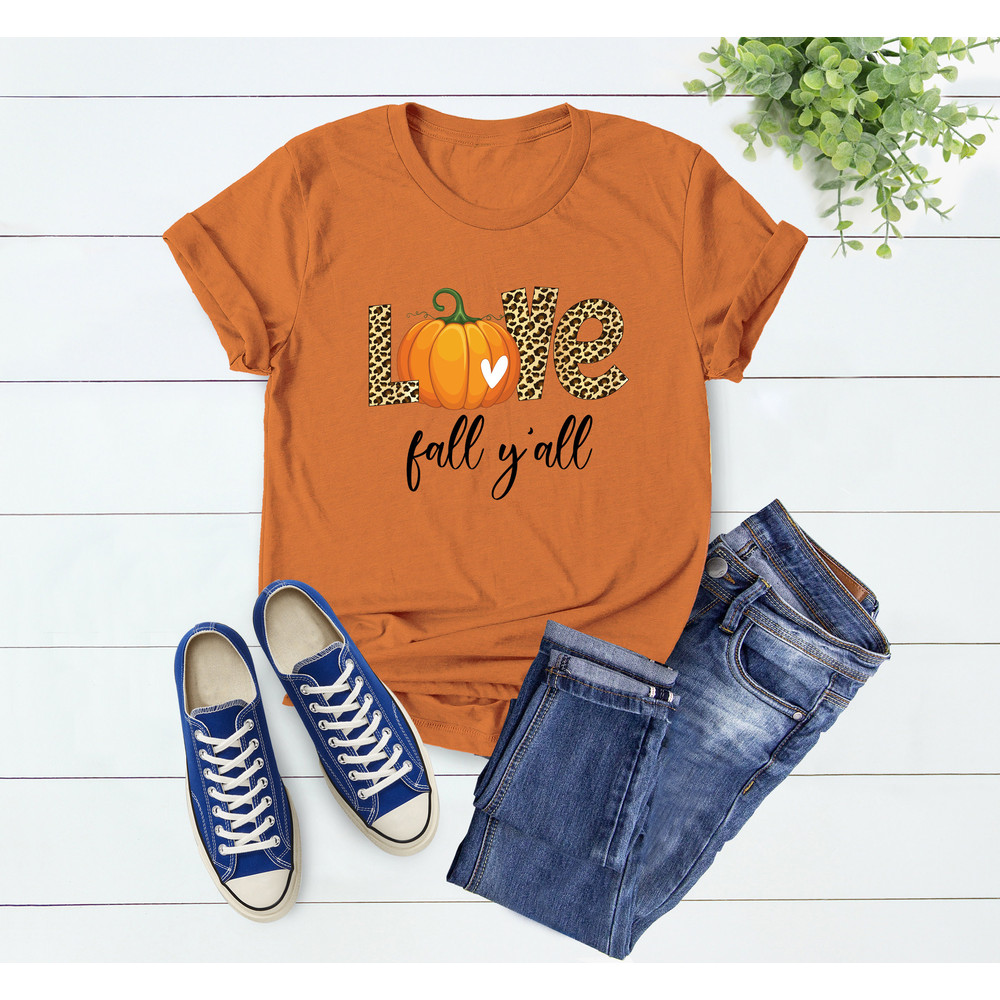 Love Fall Y'All Shirt, Leopard Print Fall Shirt, Thanksgiving, Hello Pumpkin, Fall Vibes, Peace Love Thanksgiving, Family Thanksgiving Shirt - 2.jpg
