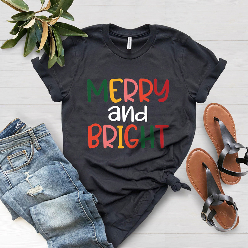 Merry & Bright T Shirt, Holiday Shirts, Christmas Shirt, Merry Christmas Shirt, Funny Christmas Gift, Christmas Shirt - 2.jpg