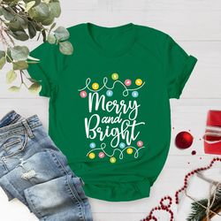 merry and bright christmas lights holiday shirt, matching fa
