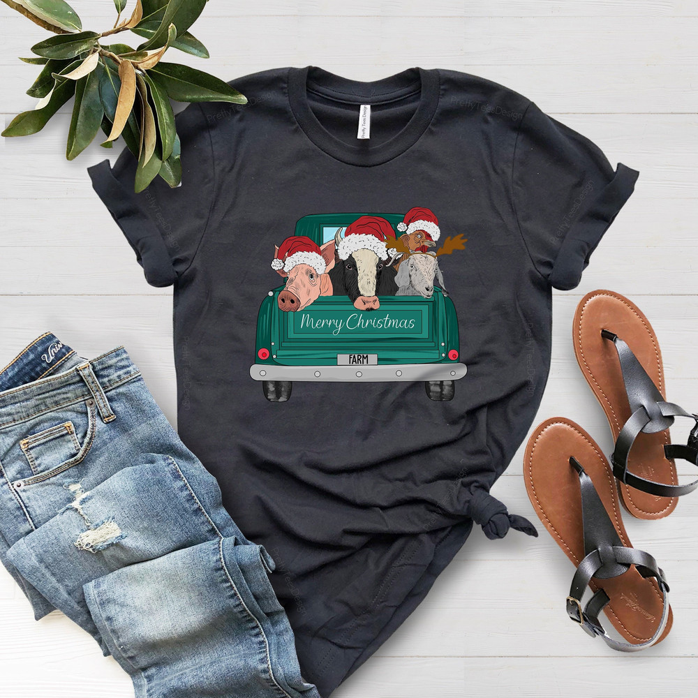 Merry Christmas Heifers Tee, Farm Animals Christmas Shirt, Christmas Cow T-shirt, Highland Cow, Christmas Gift Farmer, Animal Lover Gift - 2.jpg