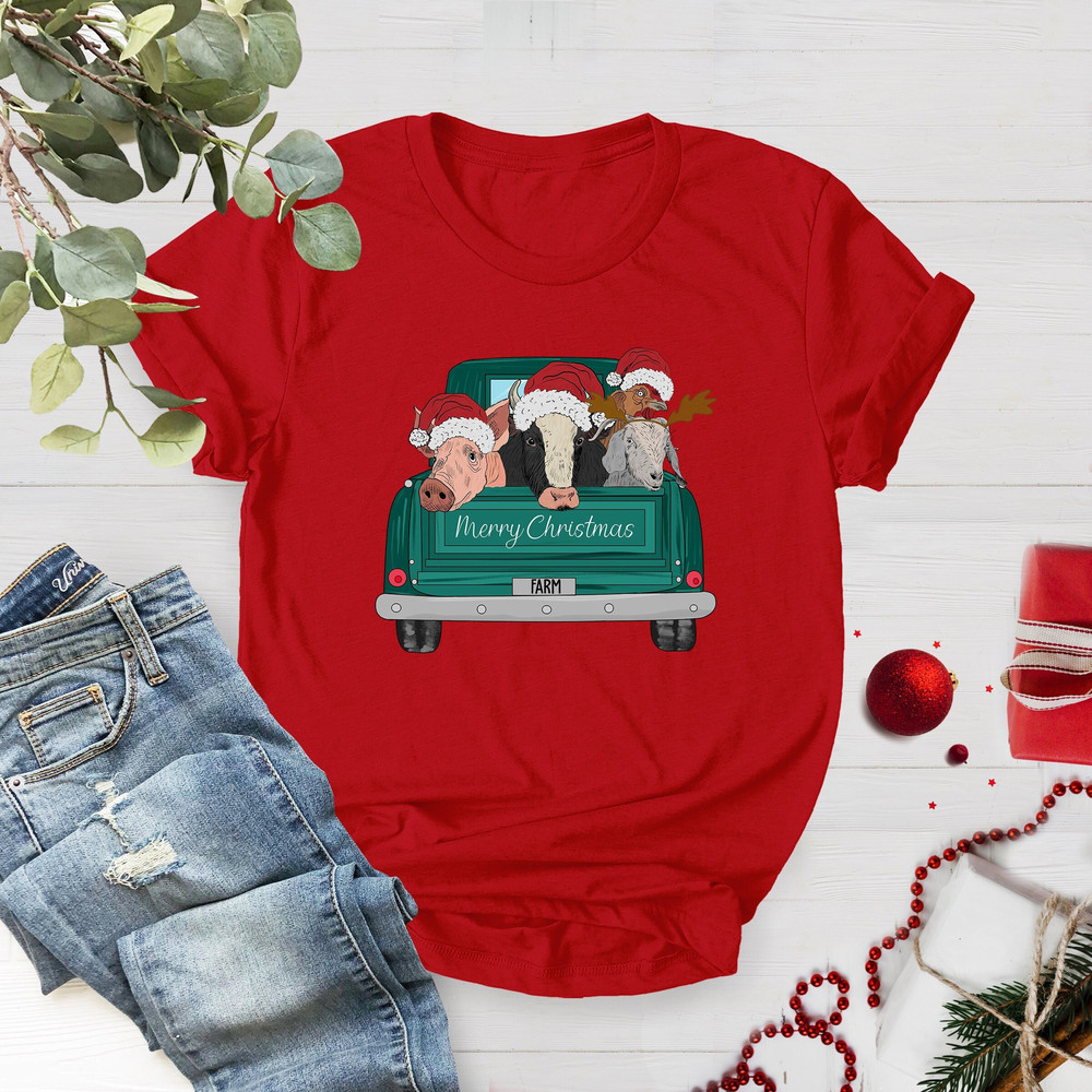 Merry Christmas Heifers Tee, Farm Animals Christmas Shirt, Christmas Cow T-shirt, Highland Cow, Christmas Gift Farmer, Animal Lover Gift - 3.jpg