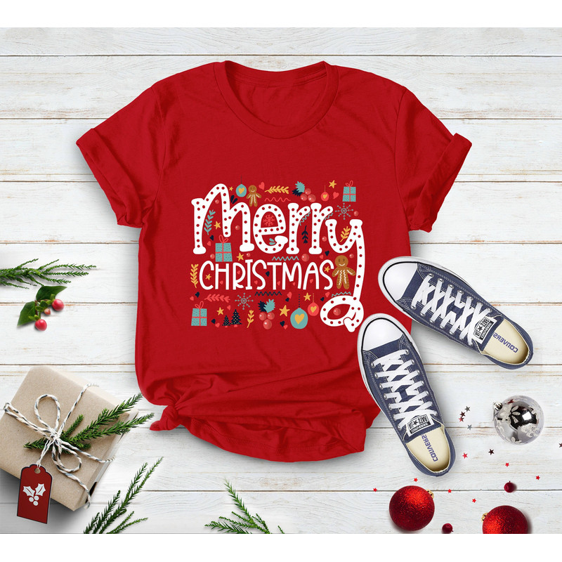 Merry Christmas Shirt, Christmas Gingerbread Shirt, Merry Christmas Doodles Shirt, Merry Shirt, Funny Christmas Gift, Cute Xmas Shirt - 2.jpg