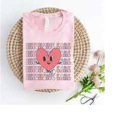 retro icu valentine's day t-shirt, funny icu nurse rn tech vday shirt, intensive critical care micu sticu cvicu love tsh