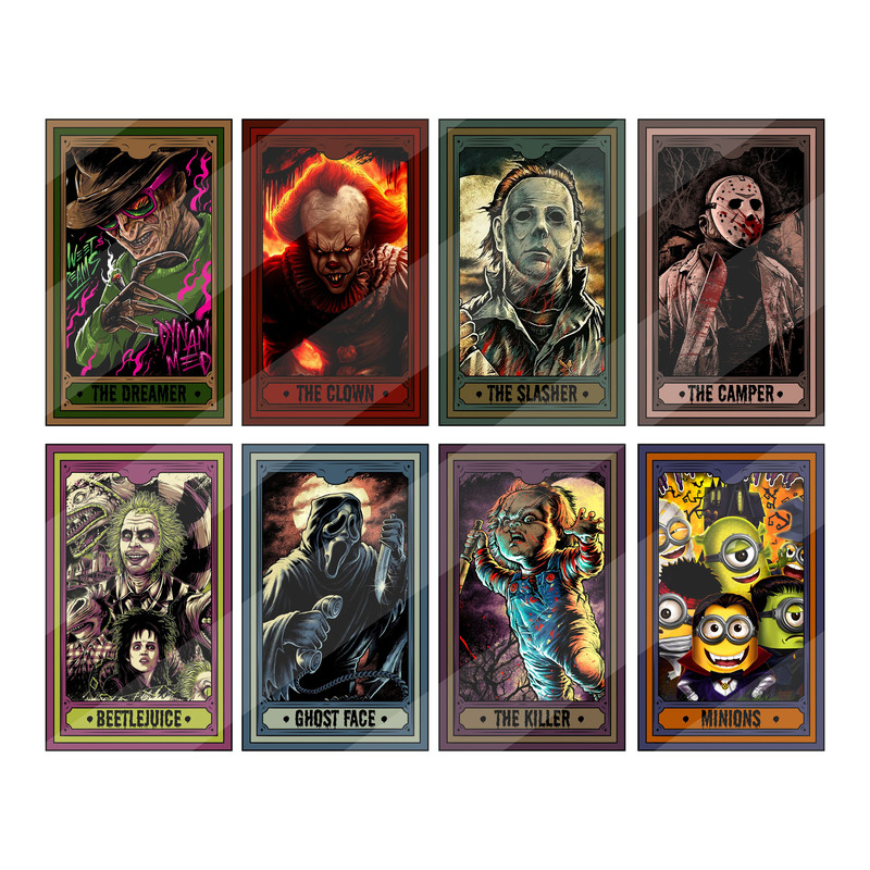 Bundle Halloween Characters Tarot Card PNG, Retro Halloween Png, Horror Characters PNG, Tarot Decks Png, Trendy Shirt Design, Halloween Png - 1.jpg