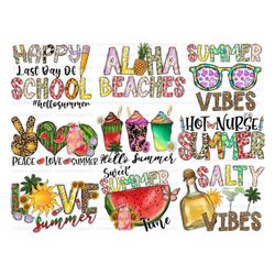 summer bundle png, peace love summer png, leopard, salty vibes, love summer, aloha beaches, sublimation designs, digital