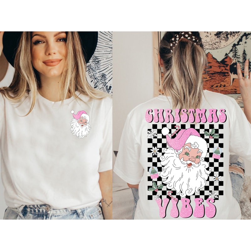 Christmas Vibes png, Checkered Santa Claus Png, Groovy Christmas png, Santa Claus png, Retro Christmas Png, Trendy Christmas Shirt Png - 2.jpg