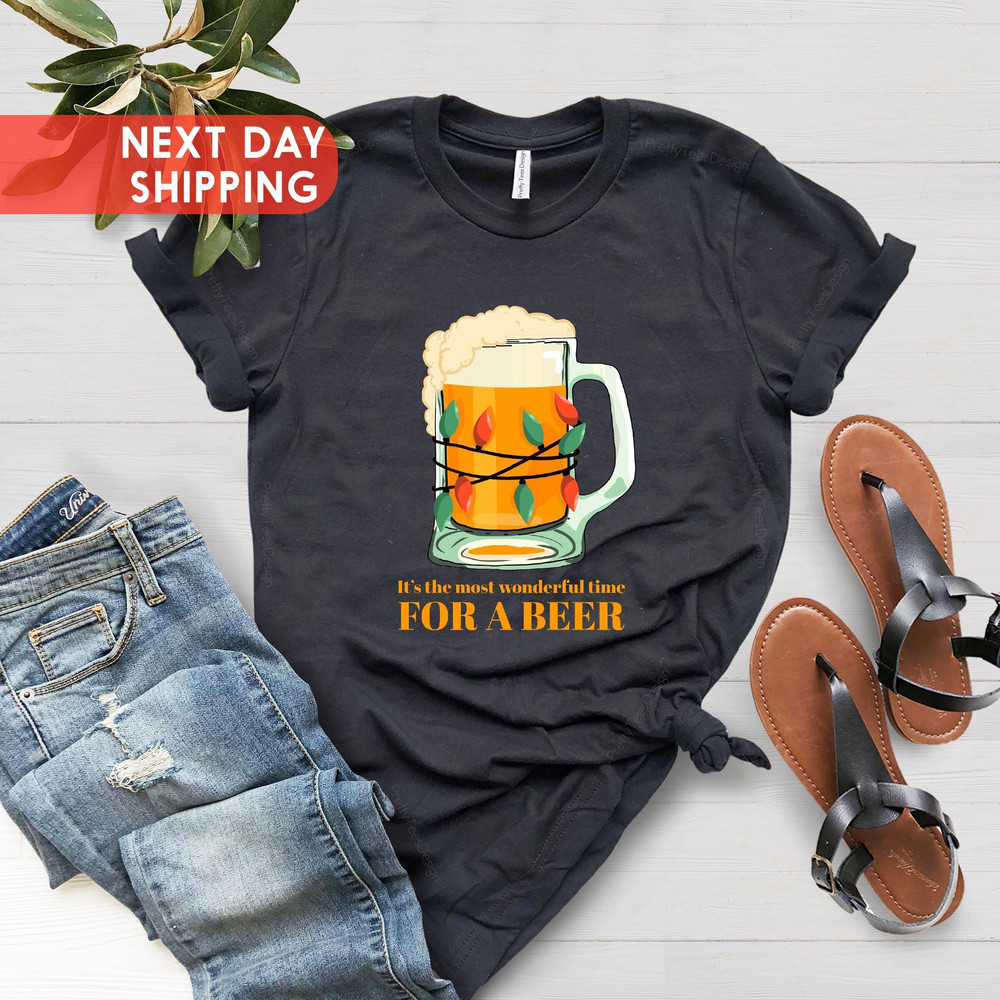 Most Wonderful Time For A Beer Men's Shirt, Christmas Shirt, Funny Drinking Shirt, Holiday Shirt, Spirit Shirt, Mom Gift, Xmas Gift For Dad - 1.jpg