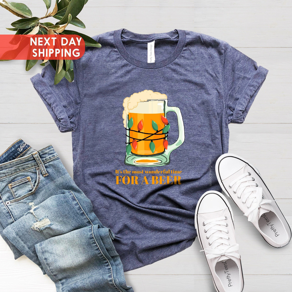 Most Wonderful Time For A Beer Men's Shirt, Christmas Shirt, Funny Drinking Shirt, Holiday Shirt, Spirit Shirt, Mom Gift, Xmas Gift For Dad - 2.jpg