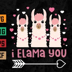 llama hearts funny girls boys kids Valentines Day Svg, Eps, Png, Dxf, Digital Download