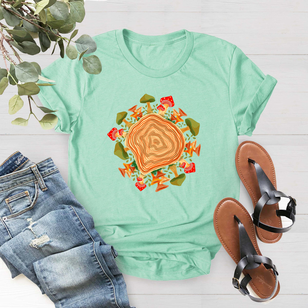 Mushroom Shirt, Mushroom Tree Trunk Shirt, Nature Lover Shirt, Mushroom Lovers Shirt,Mushroom Ring Tee,Tree Ring Shirt,Mycologist Gift Shirt - 4.jpg