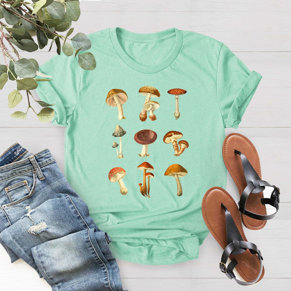Mushroom Shirt, Vintage Illustration Mushroom Decor Art Shirt, Plant Shirt, 90sVintage Style Shirt, Nature Lover Shirt, Hippie Shirt - 3.jpg