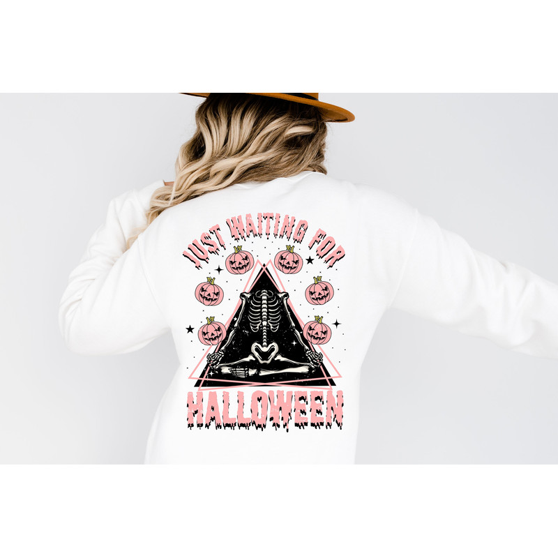 Just Waiting For Halloween-Skeleton Sublimation Digital Design Download-spooky season png, skull png, fall png, funny halloween png design - 3.jpg