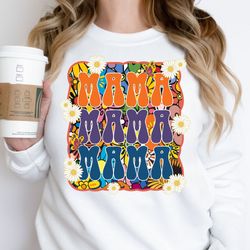 mama hippie retro floral png - instant download sublimation