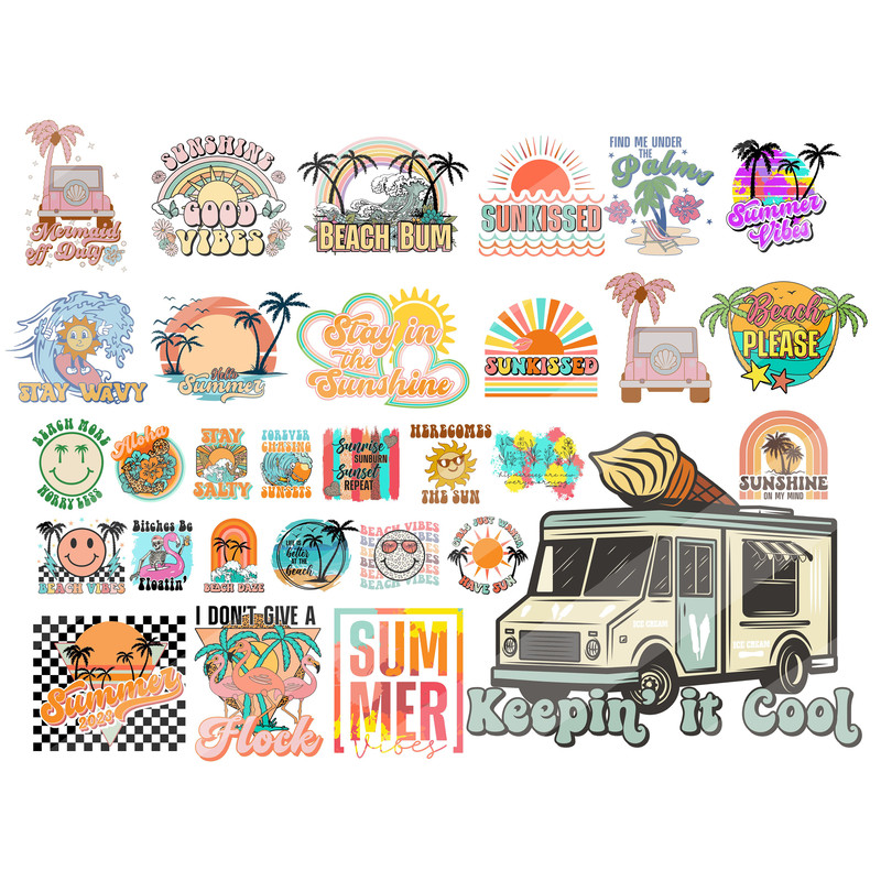 Summer svg png bundle beach vibes bum retro stay in Sunshine Sun kissed salty Wavy Cool smiley Vintage Palms Aloha Sublimation Shirt Designs - 1.jpg