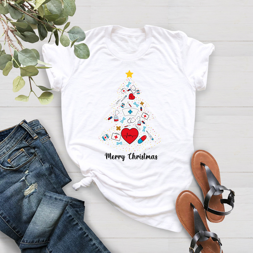 Nurse Christmas Tree Shirt, Nurse Shirt, Nursing Shirt, Nurse Christmas Gift, Nurse Icons Shirt, Christmas Shirt, Xmas Gift For Nurse - 3.jpg