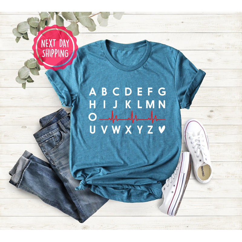Nurse Shirt, PQRST Heartbeats Nurse Tee, Alphabet PQRST Nurse T-shirt, Gift For Nurse, Nurse Practitioner Gifts, Nurse Hero Shirt - 3.jpg