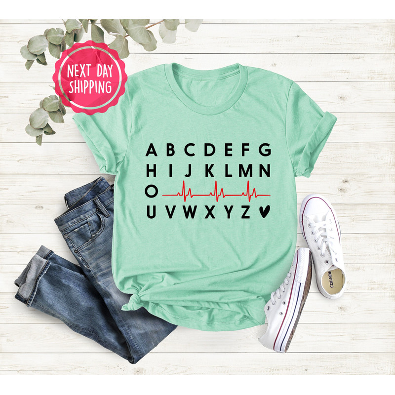 Nurse Shirt, PQRST Heartbeats Nurse Tee, Alphabet PQRST Nurse T-shirt, Gift For Nurse, Nurse Practitioner Gifts, Nurse Hero Shirt - 4.jpg