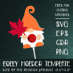 Autumn Gnome Lollipop Holder | Paper Craft Template SVG
