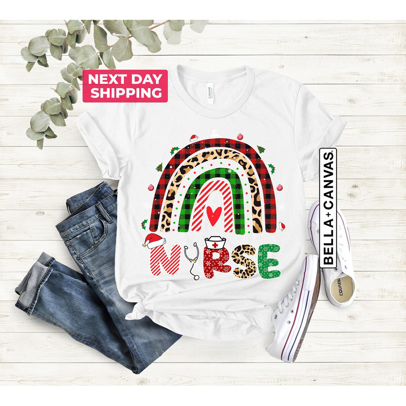 Nurse T-shirt, Rainbow Nurse Shirt, Gift Ideas For Nurse, Holiday Shirt, Cute Tee For Christmas, Nurse Crew Tshirt, Nursing Outfit - 1.jpg