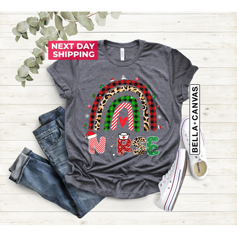 Nurse T-shirt, Rainbow Nurse Shirt, Gift Ideas For Nurse, Holiday Shirt, Cute Tee For Christmas, Nurse Crew Tshirt, Nursing Outfit - 2.jpg