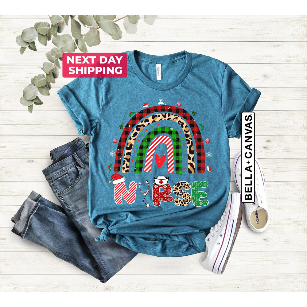 Nurse T-shirt, Rainbow Nurse Shirt, Gift Ideas For Nurse, Holiday Shirt, Cute Tee For Christmas, Nurse Crew Tshirt, Nursing Outfit - 3.jpg