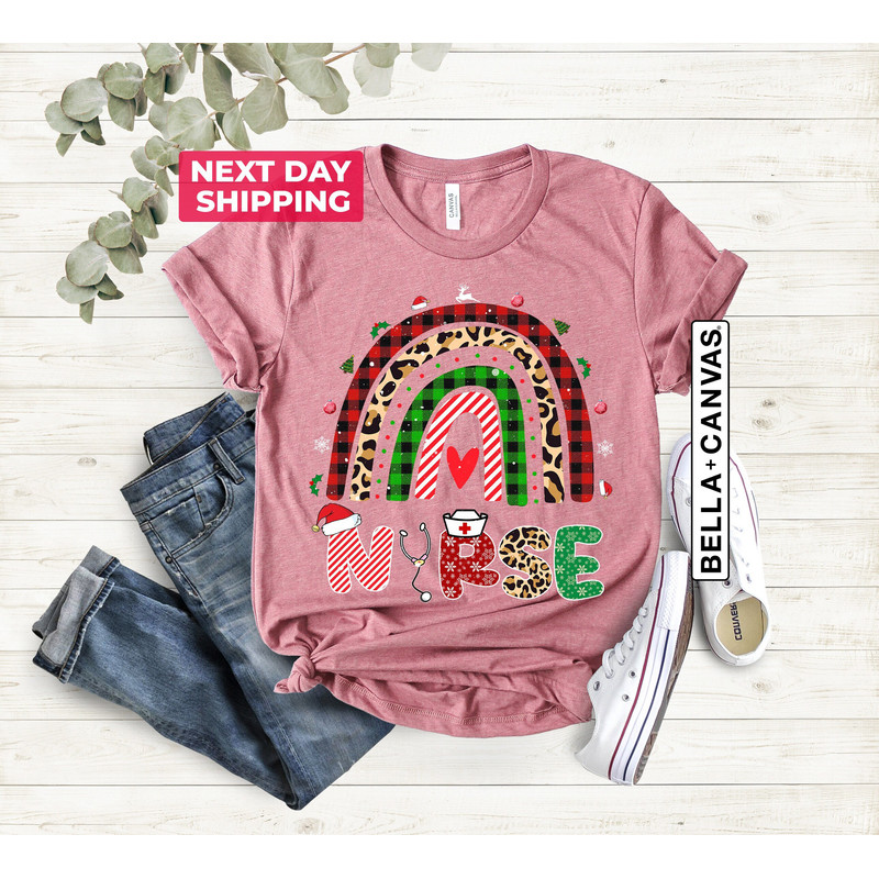 Nurse T-shirt, Rainbow Nurse Shirt, Gift Ideas For Nurse, Holiday Shirt, Cute Tee For Christmas, Nurse Crew Tshirt, Nursing Outfit - 4.jpg