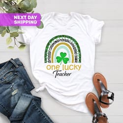 one lucky teacher rainbow shirt, irish teacher shirt, lucky