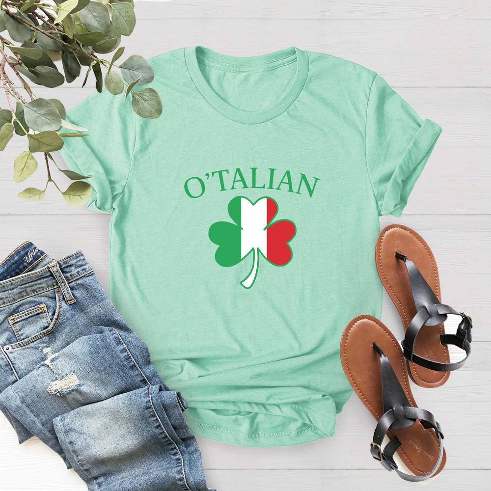 O'talian St Patrick's Day Shirt, Italy Flag Clover Shirt, Irish Shamrock Shirt, Lucky Women, St Patty Day Outfit Men, Italian Shamrock Shirt - 2.jpg
