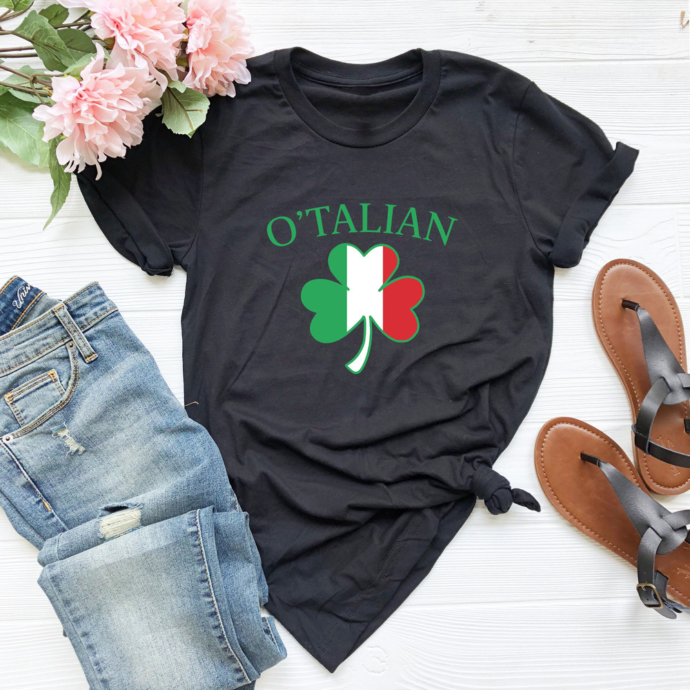 O'talian St Patrick's Day Shirt, Italy Flag Clover Shirt, Irish Shamrock Shirt, Lucky Women, St Patty Day Outfit Men, Italian Shamrock Shirt - 3.jpg
