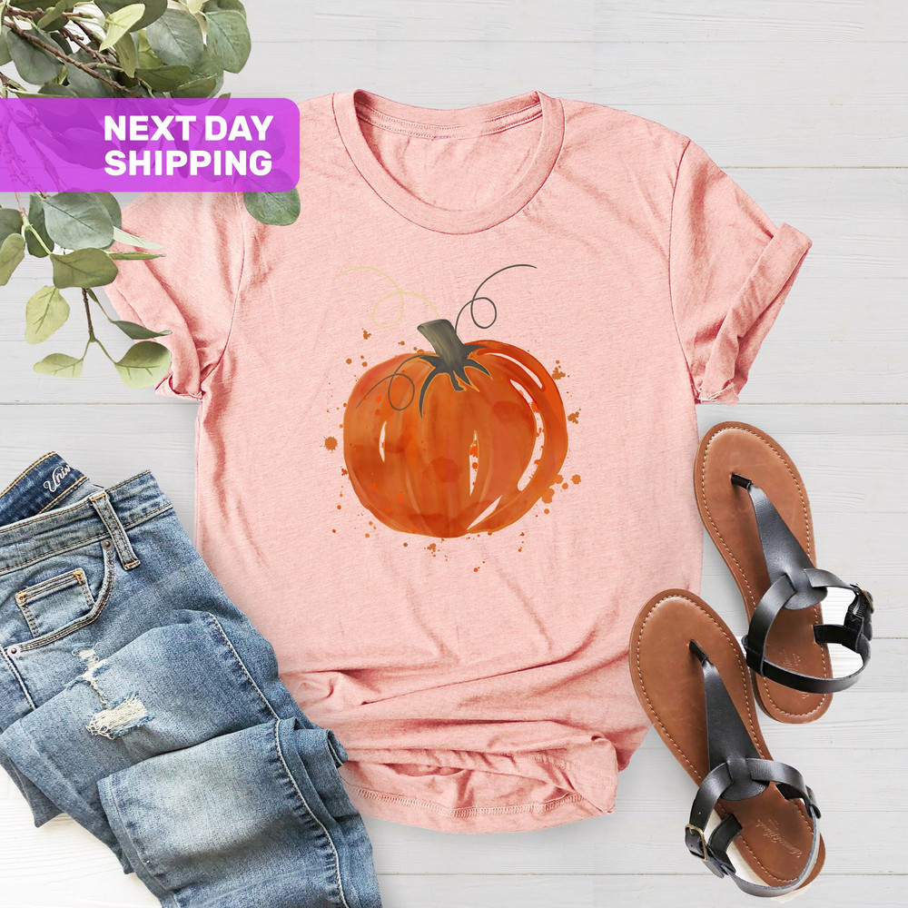Painted Pumpkin, Pumpkin Shirt, Thanksgiving Tee, Cute Fall Shirt, Women's Pumpkin Tee, Thanksgiving Gift, Fall Tshirt, Pumpkin Silhouette - 2.jpg
