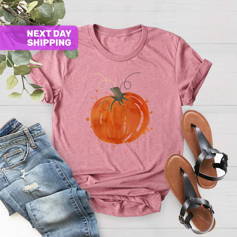 Painted Pumpkin, Pumpkin Shirt, Thanksgiving Tee, Cute Fall Shirt, Women's Pumpkin Tee, Thanksgiving Gift, Fall Tshirt, Pumpkin Silhouette - 4.jpg