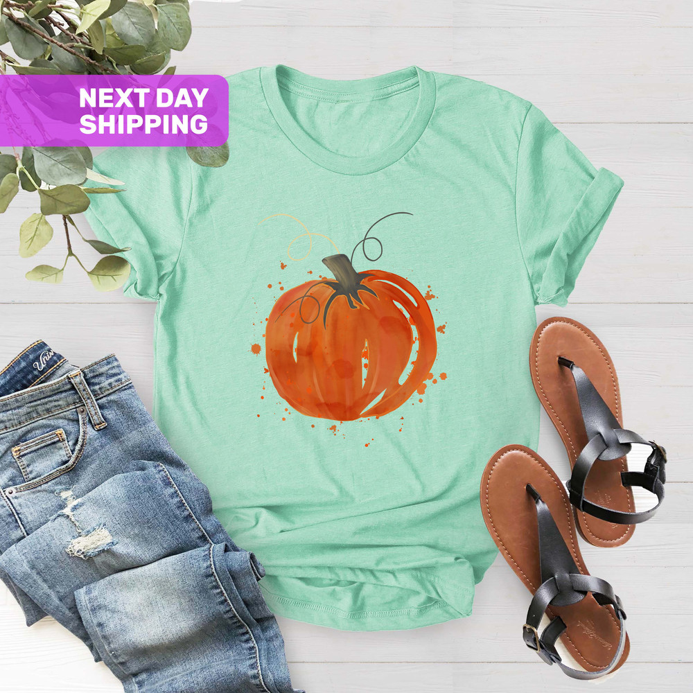 Painted Pumpkin, Pumpkin Shirt, Thanksgiving Tee, Cute Fall Shirt, Women's Pumpkin Tee, Thanksgiving Gift, Fall Tshirt, Pumpkin Silhouette - 5.jpg