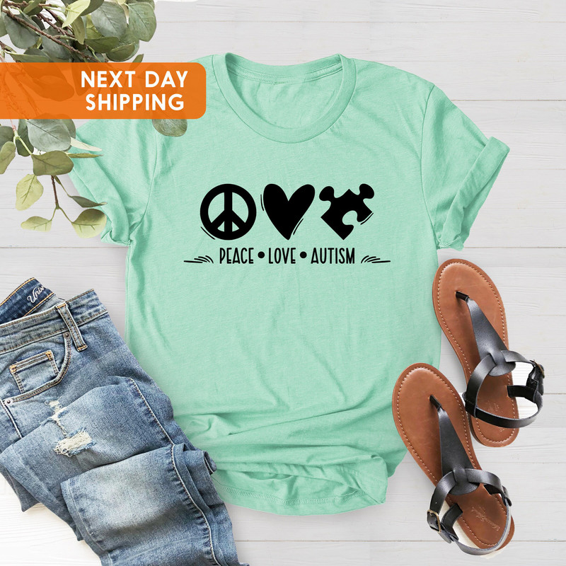 Peace Love Autism Shirt, Autism Awareness Shirt, Autism Love Shirt, Autism Month, Puzzle Piece Shirt, Autism Mom Shirt, Autism Support Shirt - 2.jpg