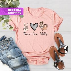 peace love sloths shirt, sloth lover shirt, animal lover shi