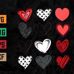 cute valentines day hearts svg, eps, png, dxf, digital download