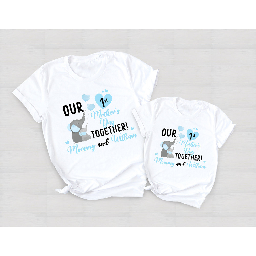 Personalized Name Our First Mothers Day Matching Shirt, Elephant Mom and Baby First Mother's Day Shirt, First Mothers Day, Mother's Day Gift - 2.jpg