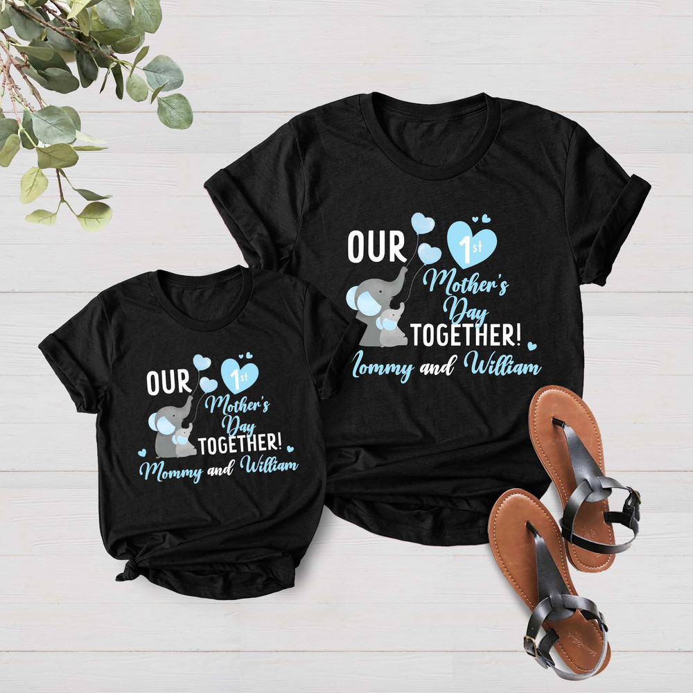 Personalized Name Our First Mothers Day Matching Shirt, Elephant Mom and Baby First Mother's Day Shirt, First Mothers Day, Mother's Day Gift - 5.jpg