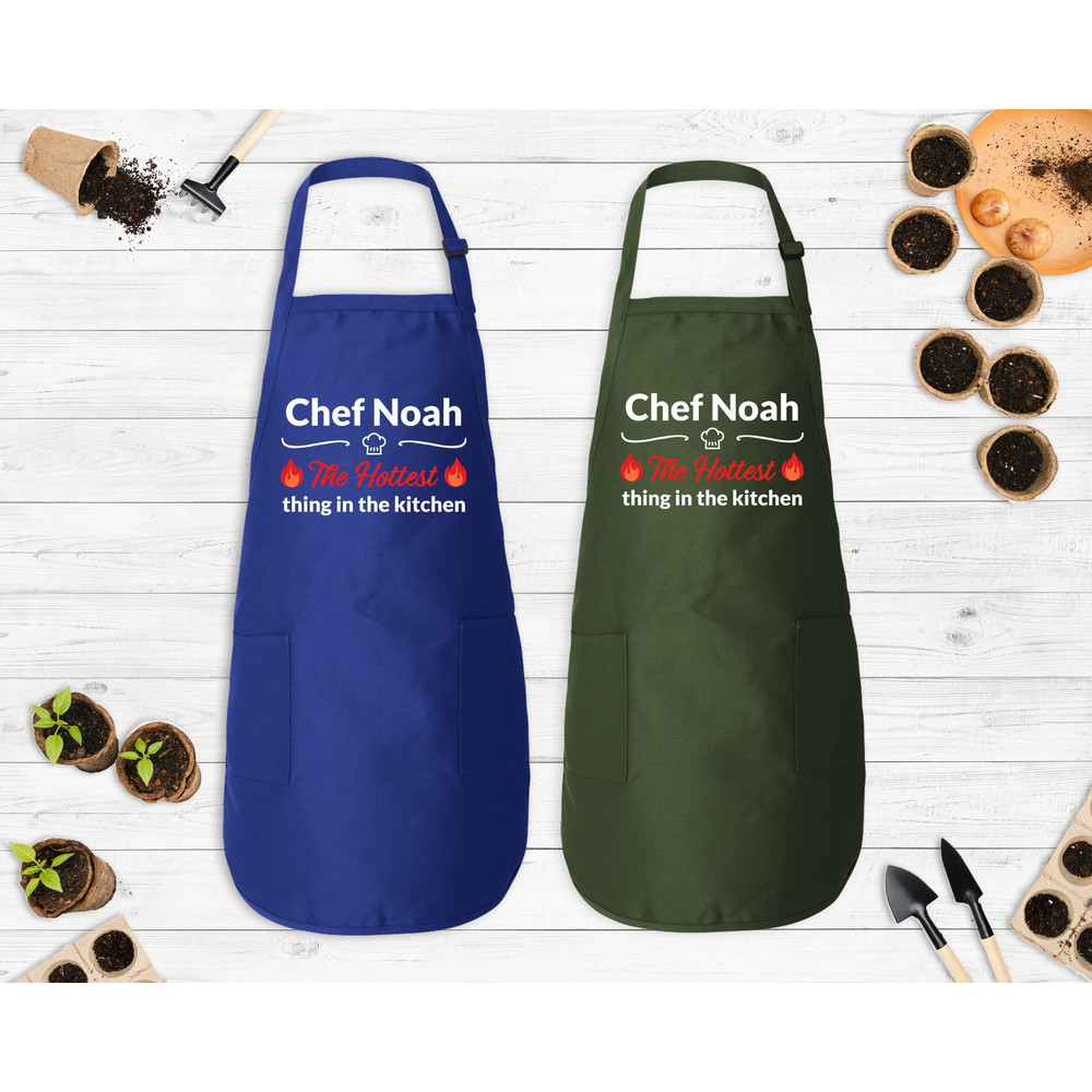 Personalized The Hottest Thing In The Kitchen Apron, Custom Name Cooking Apron with Pockets, BBQ Cooking Apron, Adjustable Neck, Funny Apron - 1.jpg