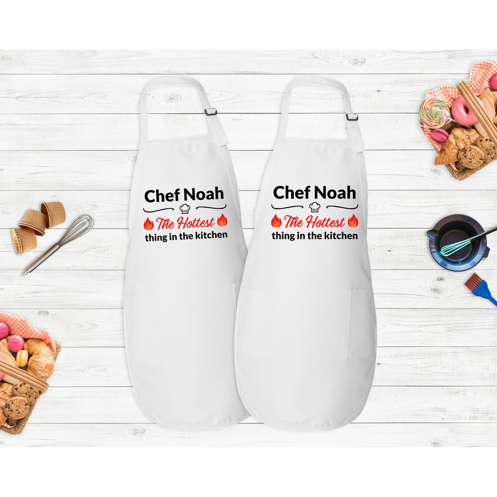 Personalized The Hottest Thing In The Kitchen Apron, Custom Name Cooking Apron with Pockets, BBQ Cooking Apron, Adjustable Neck, Funny Apron - 2.jpg