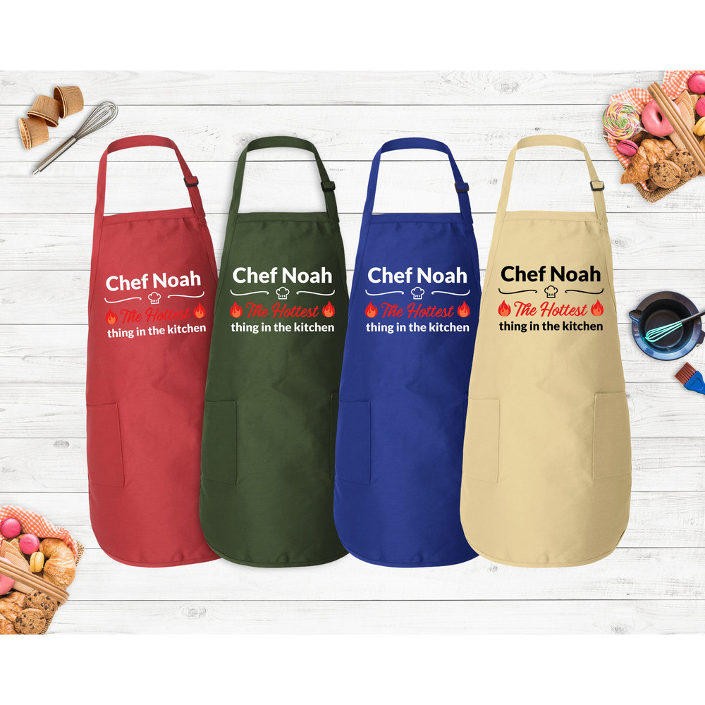 Personalized The Hottest Thing In The Kitchen Apron, Custom Name Cooking Apron with Pockets, BBQ Cooking Apron, Adjustable Neck, Funny Apron - 3.jpg