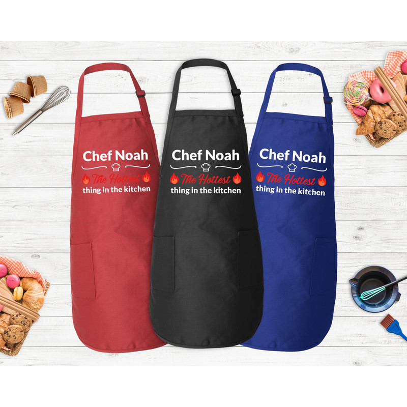 Personalized The Hottest Thing In The Kitchen Apron, Custom Name Cooking Apron with Pockets, BBQ Cooking Apron, Adjustable Neck, Funny Apron - 4.jpg