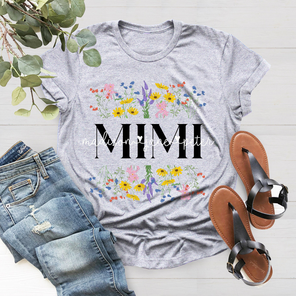 Personalized Wildflowers Mimi And Grandkids T-Shirt, Custom Kids Name, Custom Name Grandma Shirt With Grandkid, Mothers Day Shirt - 1.jpg
