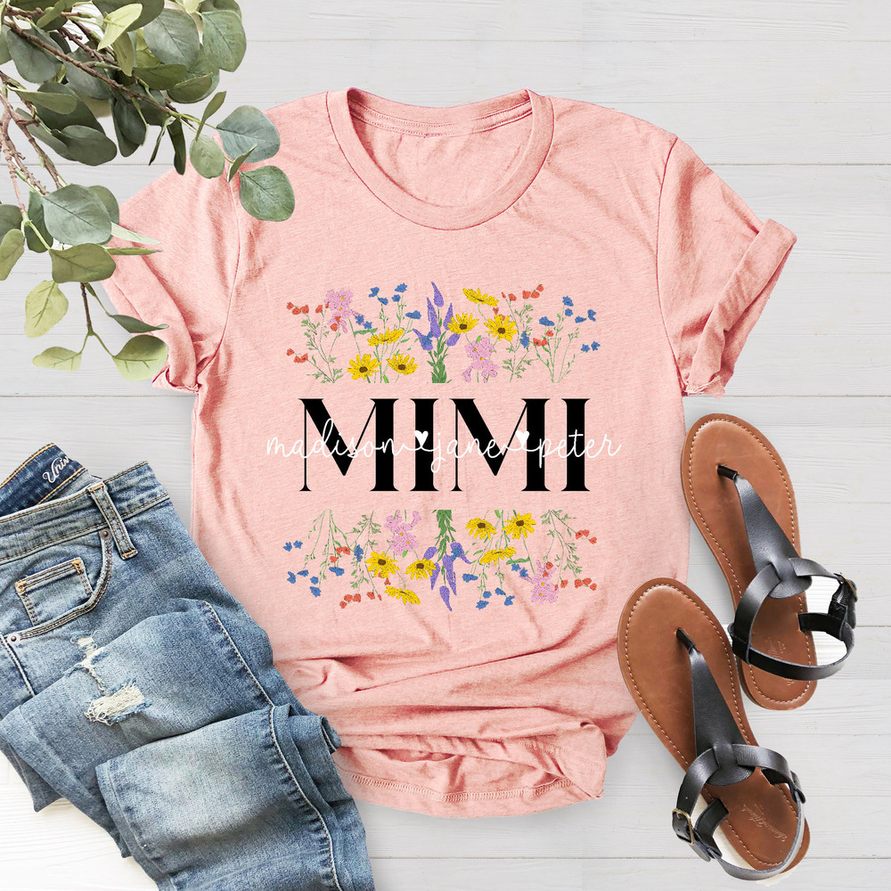 Personalized Wildflowers Mimi And Grandkids T-Shirt, Custom Kids Name, Custom Name Grandma Shirt With Grandkid, Mothers Day Shirt - 2.jpg